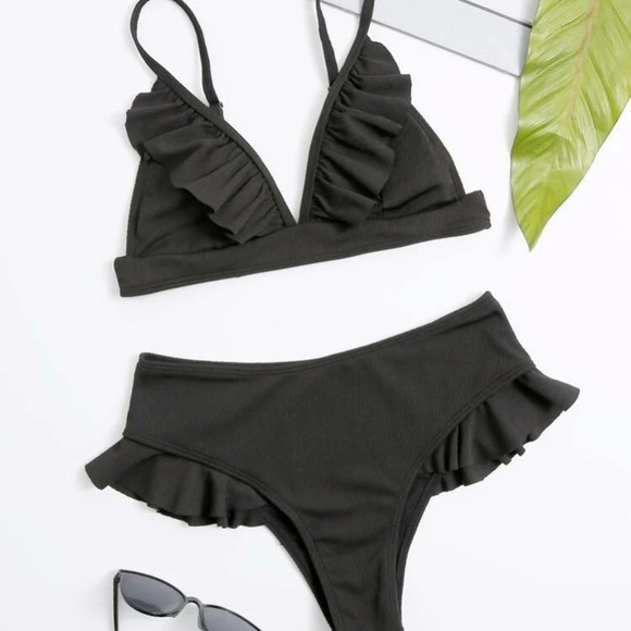 Ruffle Trim Bikini Swimsuit - Picture 2 of 4